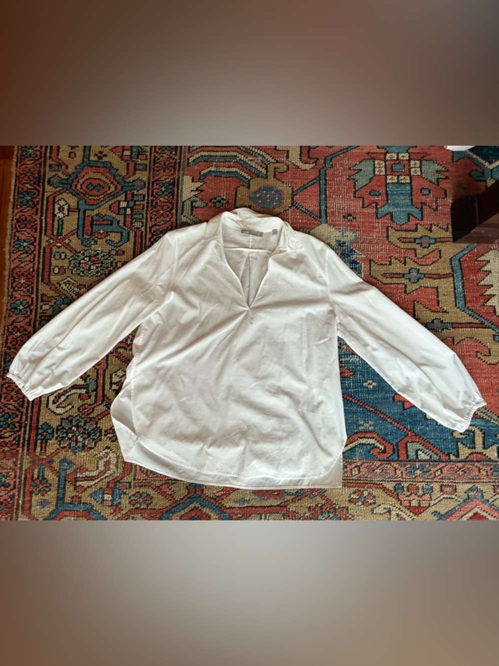 Vince White V Neck Blouse